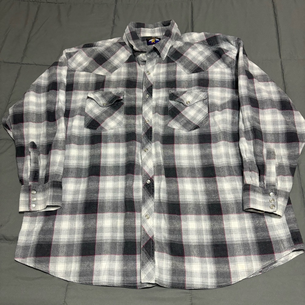 Falcon Bay flannel style plaid 2xl 100% cotton pearl snap button up